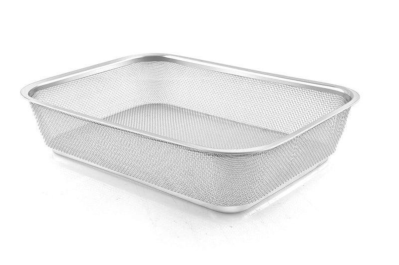 LIPSA ENTERPRISE Lipsa Enterprise Rust Proof Stainless Steel Expanding Mesh Sink Strainer Rectangular Retractable Fruit Vegetable Drain BasketFridge Basket  - Image 1