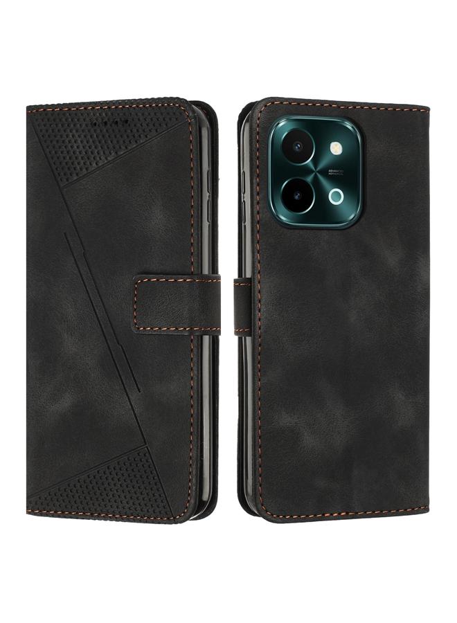 Green Tiger For vivo Y28 4G Dream Triangle Leather Phone Case with Lanyard(Black)