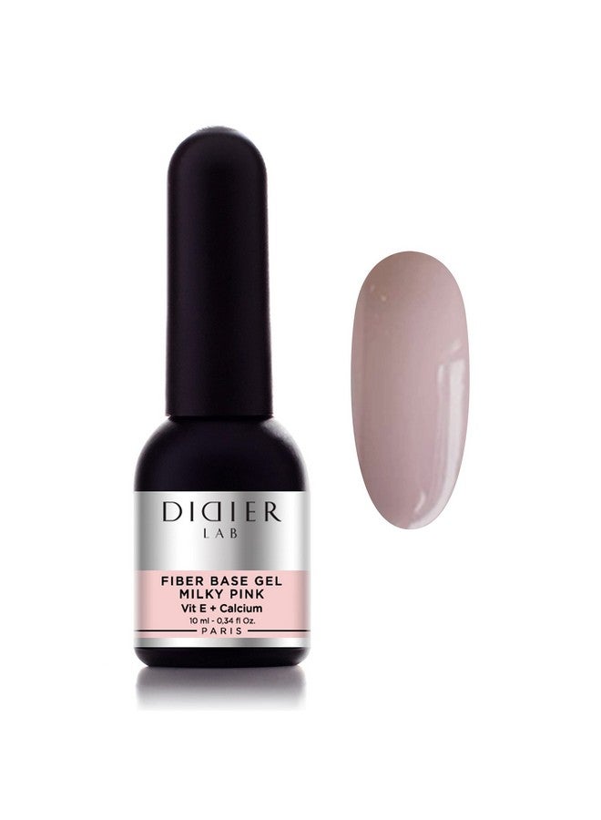 DIDIER LAB Premium Fiber Base Gel Polish Milky Pink Led Uv Gel Base Coat Long Lasting Soak Off Gel Nail Base Coat With Vitamins And Minerals Strengthens Thin Damaged Nails 0.34 Fl Oz - Image 1