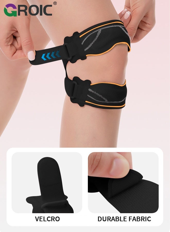 GROIC 1PC Adjustable Knee Brace, X - Shaped Design Sports Silicone Knee Support with Silicone Pads, Double - Sided Flexible Springs, for Pain Relief, Sports, Running, Hiking, Basketball, Jumping - Image 5