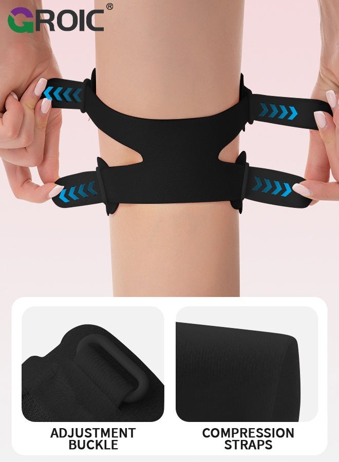 GROIC 1PC Adjustable Knee Brace, X - Shaped Design Sports Silicone Knee Support with Silicone Pads, Double - Sided Flexible Springs, for Pain Relief, Sports, Running, Hiking, Basketball, Jumping - Image 4