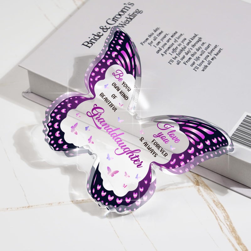 GLEEVERA Granddaughter Gifts from Grandma Nana, Birthday Valentines Day GraduationGifts for Granddaughter - Butterfly 5x3.8 IN Acrylic Decorative Plaques - Image 4