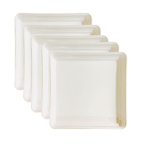 ShopMeFast Square Plant Saucer/Bottom Tray Suitable for 6 Inch Plastic Pot, Base Plate of Gamla for Indoor Home Decor and Outdoor Balcony Garden (White, Set of 3) - Image 1