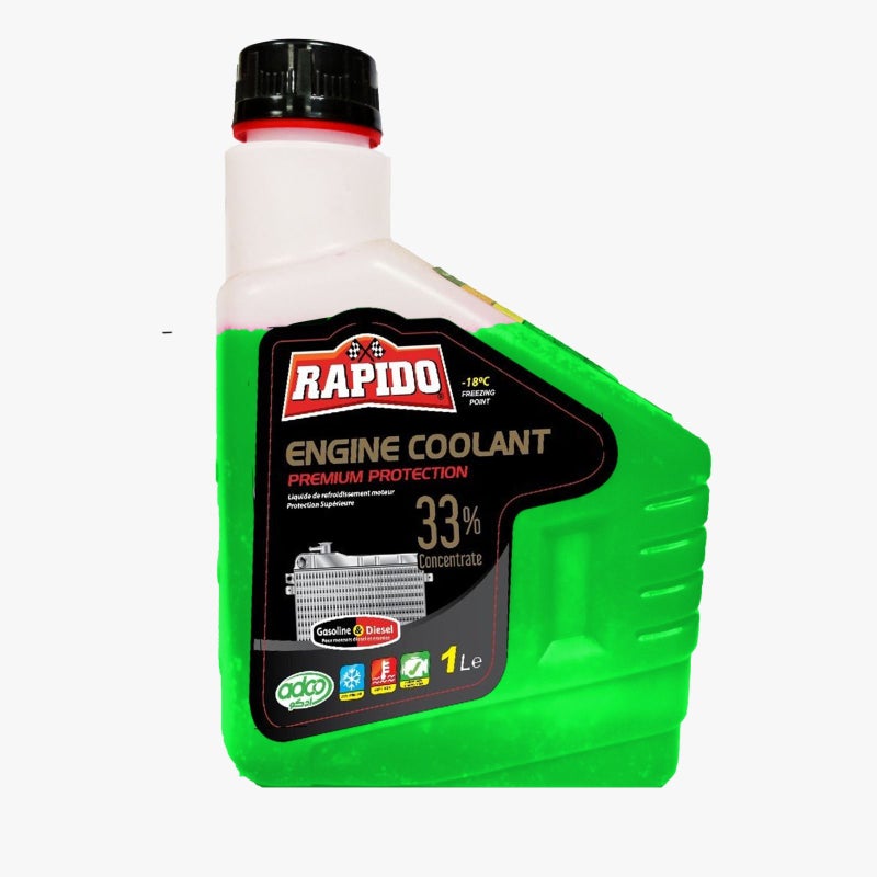 Rapido Engine Coolant for Car Radiator Anti Freeze 33% & Boil 1L (green)