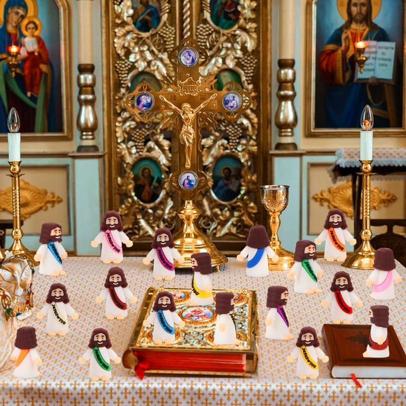 Siwarm 100 Pcs Little Jesus Figures, Jesus Loves You Figures, Mini Jesus Figurines in Bulk for Easter Egg Fillers, Tiny Baby Jesus Figures Religious Gifts for Easter Basket Stuffers - Image 3
