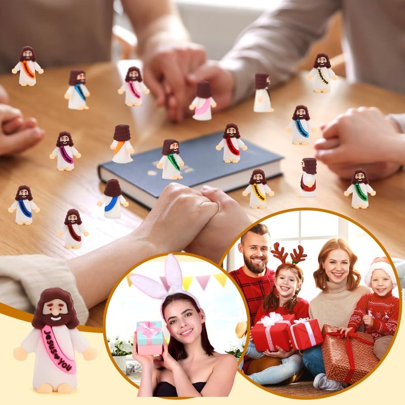 Siwarm 100 Pcs Little Jesus Figures, Jesus Loves You Figures, Mini Jesus Figurines in Bulk for Easter Egg Fillers, Tiny Baby Jesus Figures Religious Gifts for Easter Basket Stuffers - Image 4