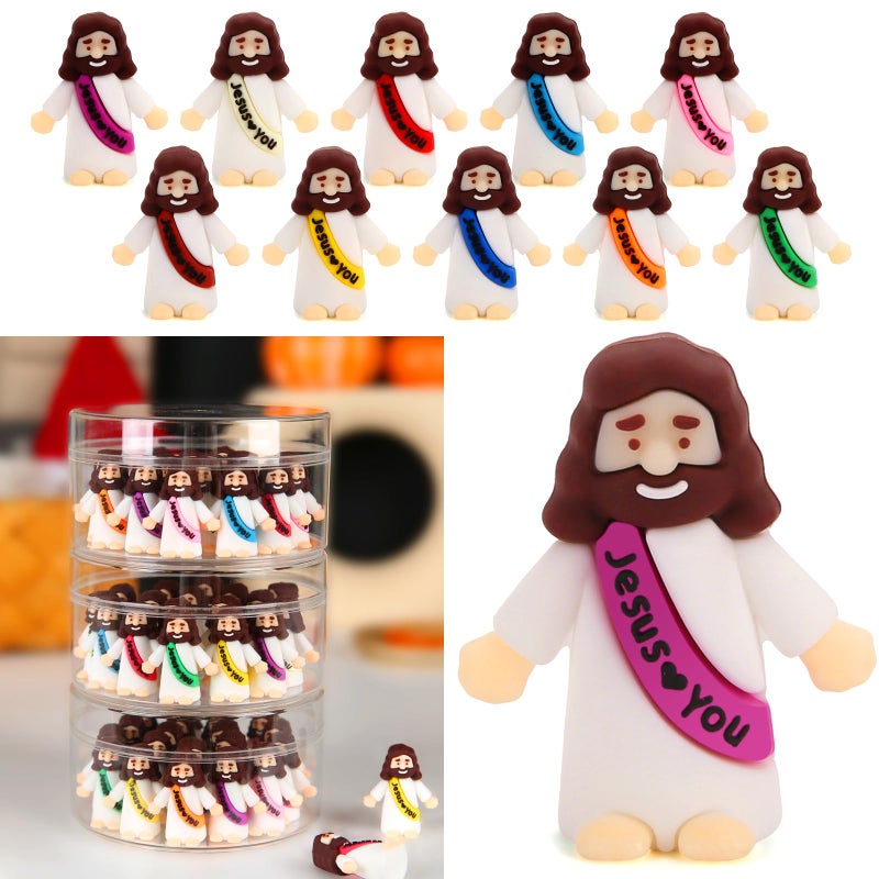 Siwarm 100 Pcs Little Jesus Figures, Jesus Loves You Figures, Mini Jesus Figurines in Bulk for Easter Egg Fillers, Tiny Baby Jesus Figures Religious Gifts for Easter Basket Stuffers - Image 1