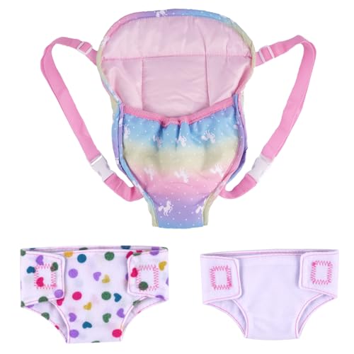 BABESIDE Reborn Baby Doll Carrier Accessories with 2Pcs Baby Dolls Diapers for 12-15 inch Dolls, Adjustable Straps - Image 1