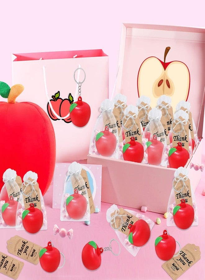 CiciBear 36 Pack Soft Apple Party Favor with 12 Keychains, 12 Tags and 12 Gift Bags for Carnival Reward, Happy 1st Birthday, Summer Party, Back to School Decoration,Stress Relieve Gift - Image 4