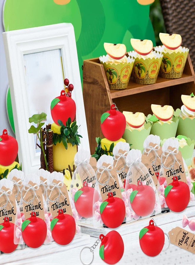 CiciBear 36 Pack Soft Apple Party Favor with 12 Keychains, 12 Tags and 12 Gift Bags for Carnival Reward, Happy 1st Birthday, Summer Party, Back to School Decoration,Stress Relieve Gift - Image 5