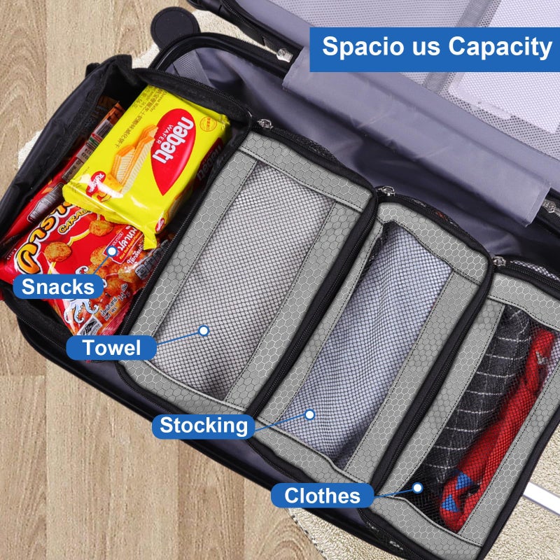 Olosar Suitcase Organizer, Travel Luggage Organizer Portable Hanging Travel Shelves Collapsible Hanging Packing Cubes for Carry on Suitcase, Grey - Image 2
