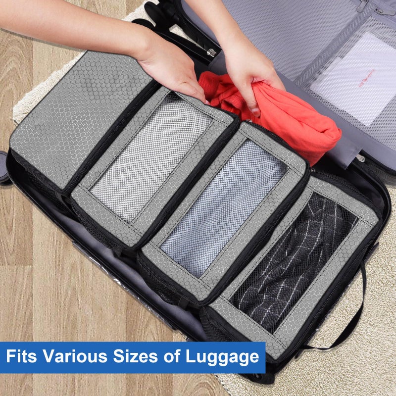 Olosar Suitcase Organizer, Travel Luggage Organizer Portable Hanging Travel Shelves Collapsible Hanging Packing Cubes for Carry on Suitcase, Grey - Image 3