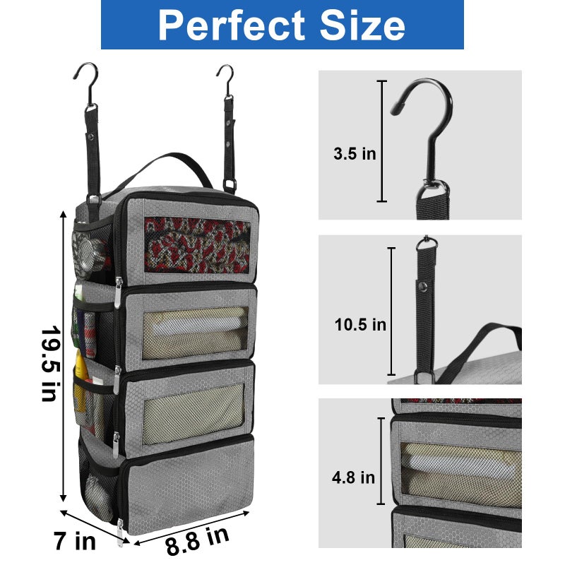 Olosar Suitcase Organizer, Travel Luggage Organizer Portable Hanging Travel Shelves Collapsible Hanging Packing Cubes for Carry on Suitcase, Grey - Image 4