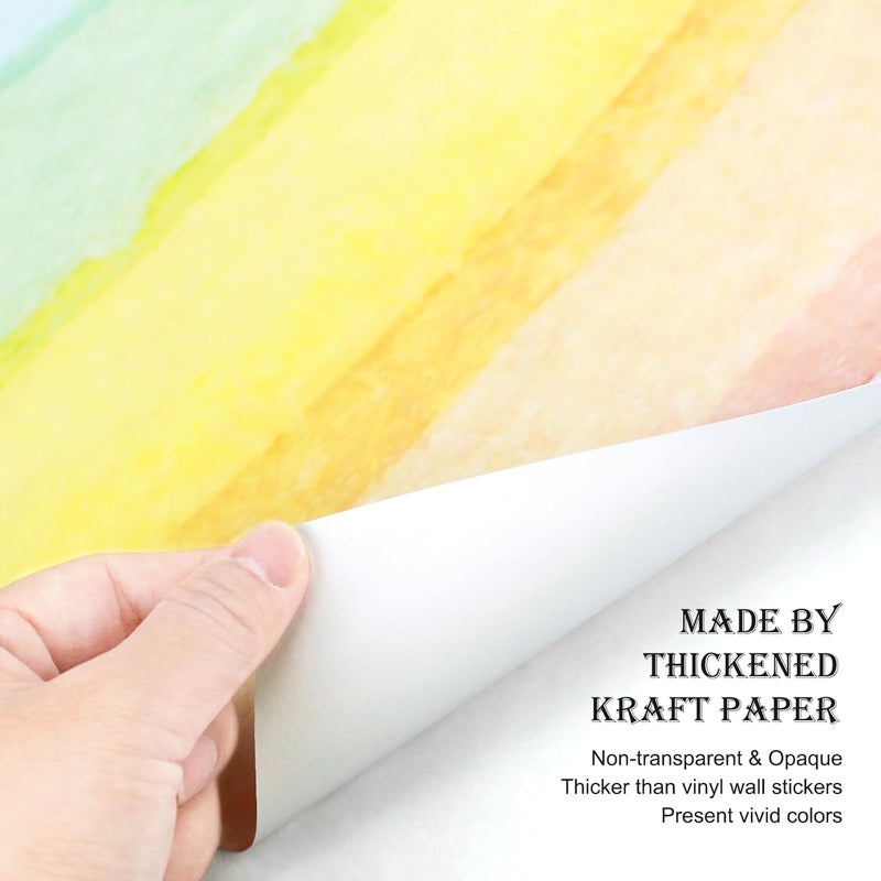 Supzone 56x64 ملصقات حائط قوس قزح كبيرة جداً مقطوعة مسبقاً ملصقات نصف مائية نابضة بالحياة صديقة للبيئة مفعلة بالماء فن للفتيات غرفة الأطفال غرفة النوم ديكور غرفة المعيشة - Image 5