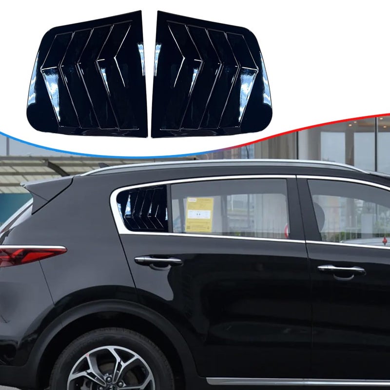 MUXEE 2 قطع فتحات جانبية لنوافذ كيا سبورتاج 2017-2022 أغطية زخرفية للنوافذ الرياضية باللون الأسود اللامع