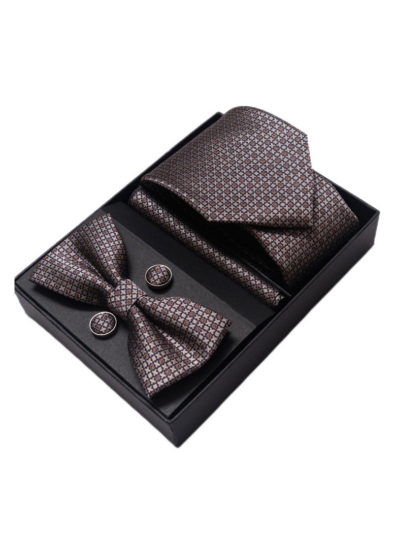 5 pcs high-end tie for men business professional formal tie bow tie cufflinks square scarf fashion accessories gift box  - Image 1