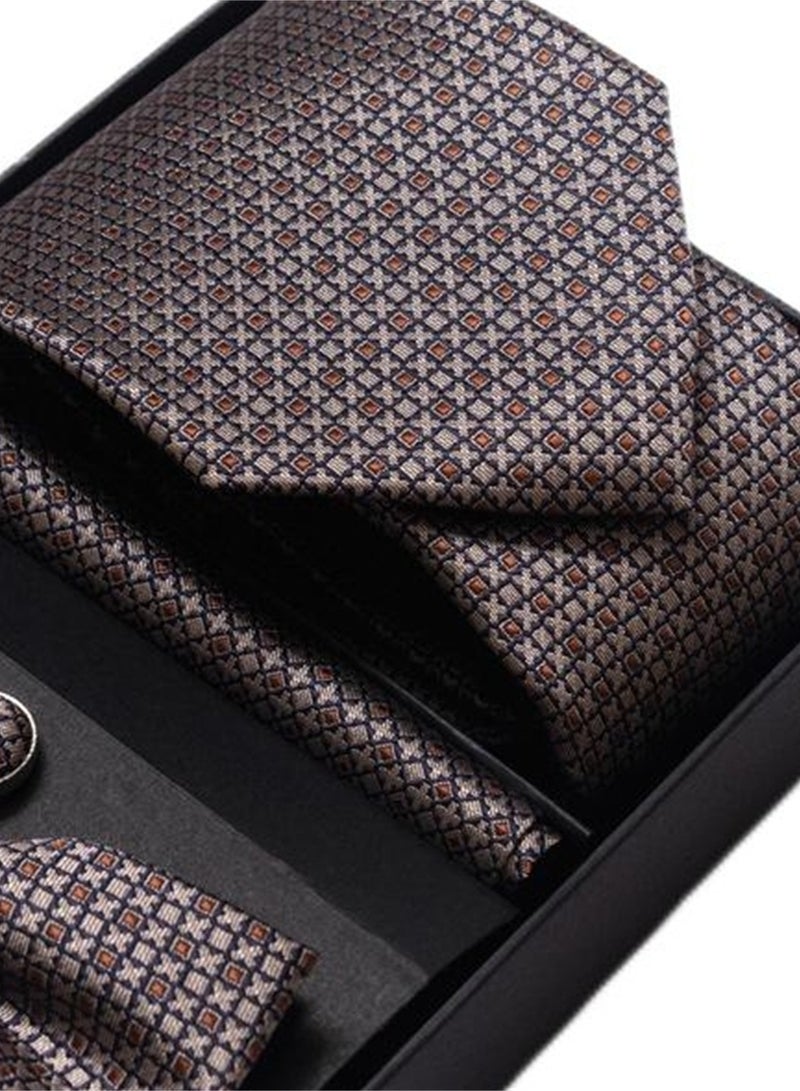 5 pcs high-end tie for men business professional formal tie bow tie cufflinks square scarf fashion accessories gift box  - Image 4