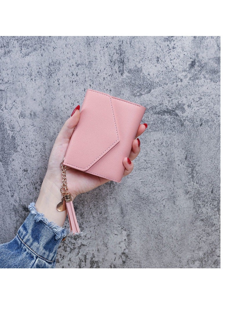 general Wallet Women's Short PU Pido Card Slot Small Purse Mini Pouch Fashion Coin Purse Clutch Pink  - Image 1