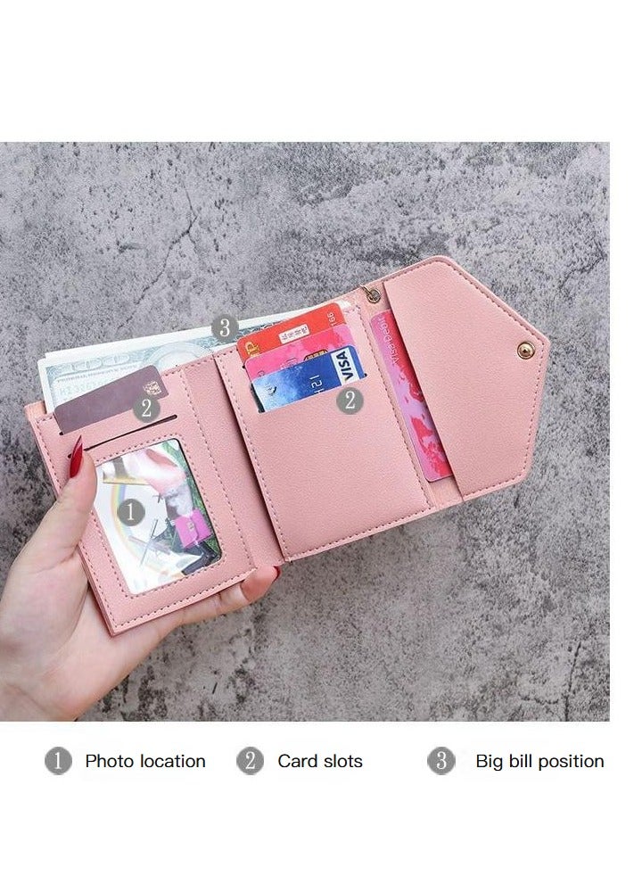 general Wallet Women's Short PU Pido Card Slot Small Purse Mini Pouch Fashion Coin Purse Clutch Pink  - Image 2
