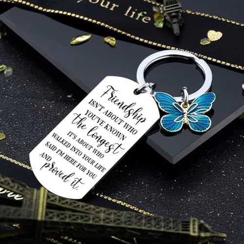 XFSAFDM Birthday Gifts for Sisters, Stainless Steel Sister Keychain with Gift Box, Friendship Keychain for Best Friend, Girlfriend, Female Friends, Unique Gift for Birthday, Christmas, Anniversary（Blue ） - Image 3