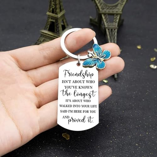 XFSAFDM Birthday Gifts for Sisters, Stainless Steel Sister Keychain with Gift Box, Friendship Keychain for Best Friend, Girlfriend, Female Friends, Unique Gift for Birthday, Christmas, Anniversary（Blue ） - Image 4