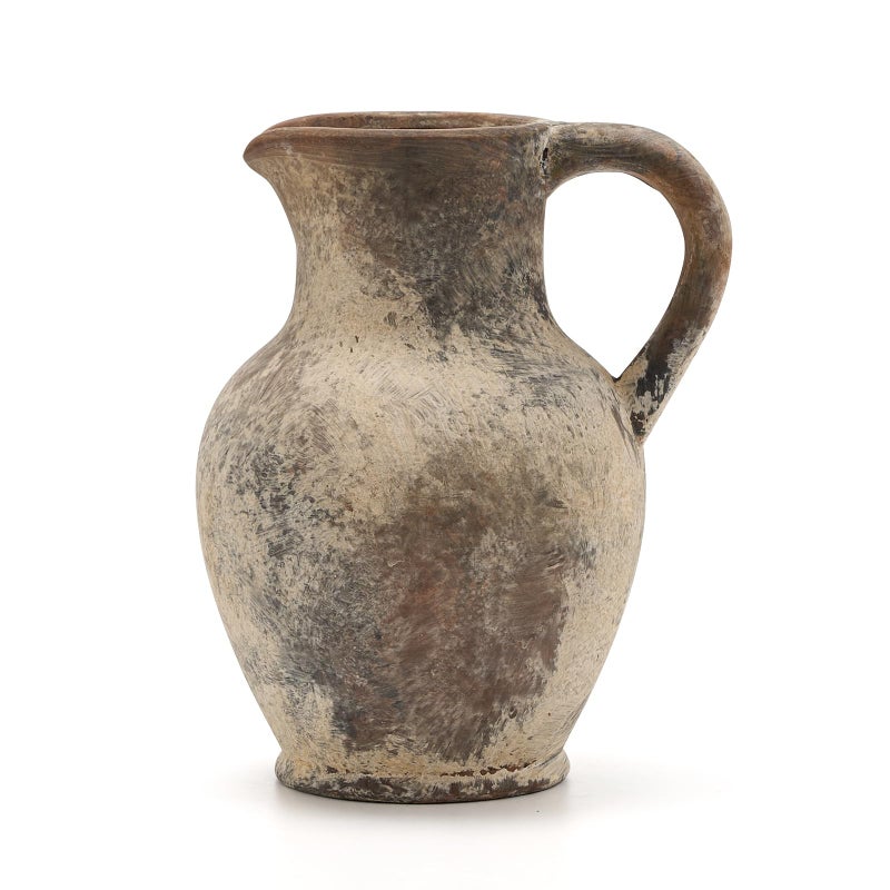 SIDUCAL Ceramic Rustic Farmhouse Vase with Handle, Terracotta Vase, Minimalist Decorative Vases for Home Decor, Table, Living Room, Shelf, Christmas Decoration(Gray) - Image 1