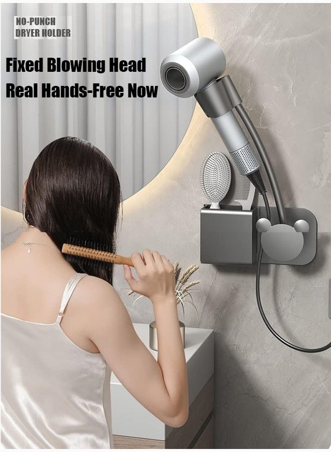 TAPIT Hair Dryer Holder 360° Rotating Wall Mounted Handsfree Hair Dryer Stand - Image 2