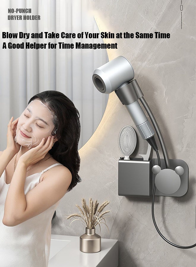 TAPIT Hair Dryer Holder 360° Rotating Wall Mounted Handsfree Hair Dryer Stand - Image 3