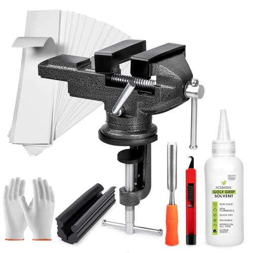 Acebirdie Golf Grip Kit for Regripping Golf Clubs - Golf Grip Removal Tool Set 360° Swivel Portable Table Vise for Golf Grip Removal Tool with Solvent, Golf Club Regripping Kit - Image 1