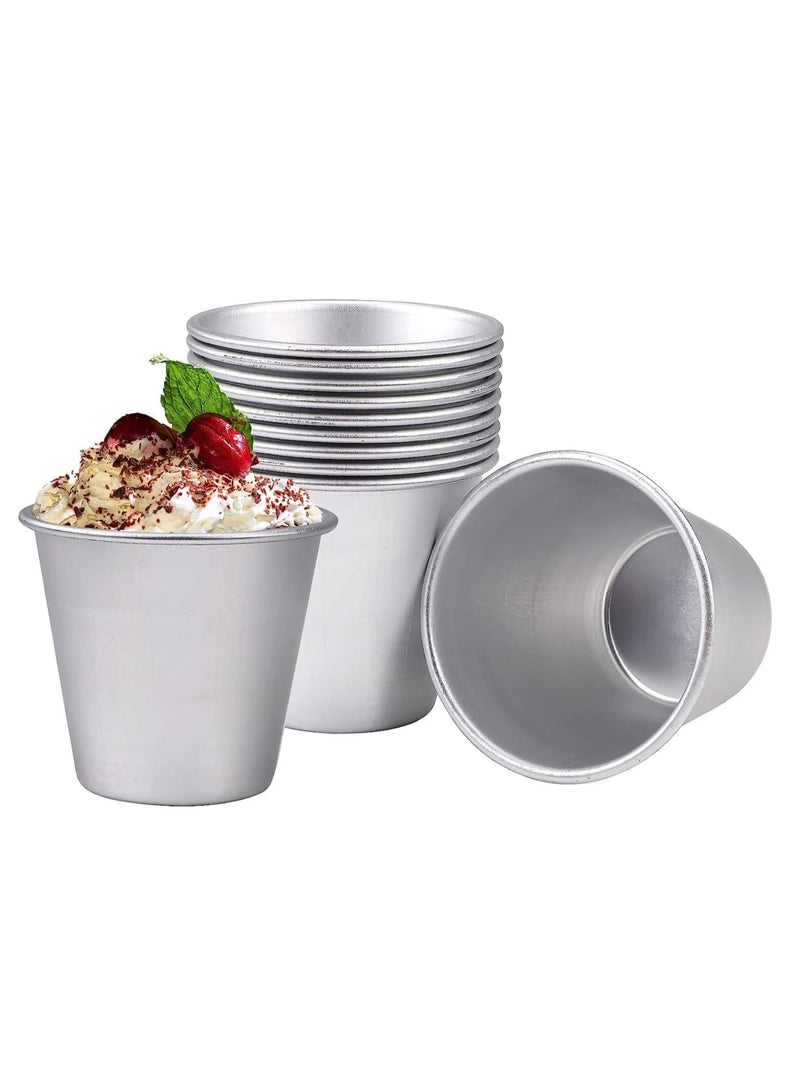 Zikra Pudding Mould, 10 Pack Aluminum Baking Cups Cake Mold Nonstick Egg Tart Moulds Panna Cotta Mould Individual Dariole Moulds Muffin Tins Mini Cupcake Mould Ideal for Kitchen DIY - Image 1