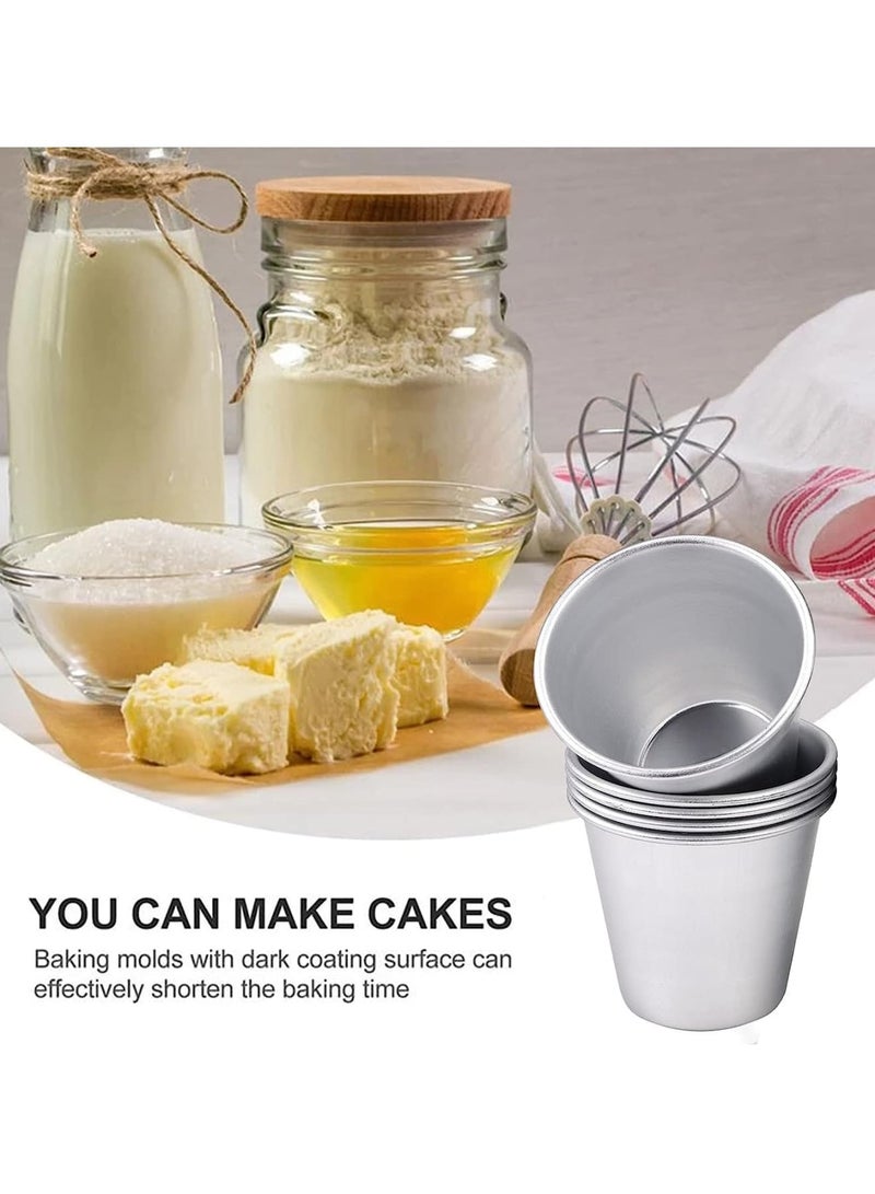 Zikra Pudding Mould, 10 Pack Aluminum Baking Cups Cake Mold Nonstick Egg Tart Moulds Panna Cotta Mould Individual Dariole Moulds Muffin Tins Mini Cupcake Mould Ideal for Kitchen DIY - Image 4