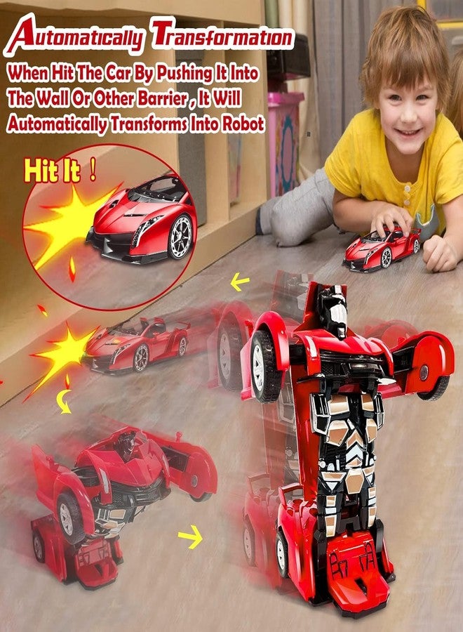 AMENON 3 Pack Transform Toys Robot Car Toys for Boys, 1:36 Automatic Deformation Push and Go Vehicle Toy Race Car for Kids Christmas Birthday Gifts - Image 3