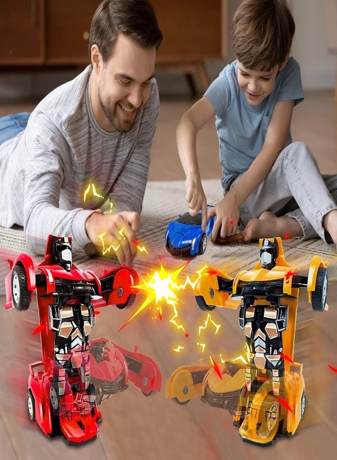 AMENON 3 Pack Transform Toys Robot Car Toys for Boys, 1:36 Automatic Deformation Push and Go Vehicle Toy Race Car for Kids Christmas Birthday Gifts - Image 4