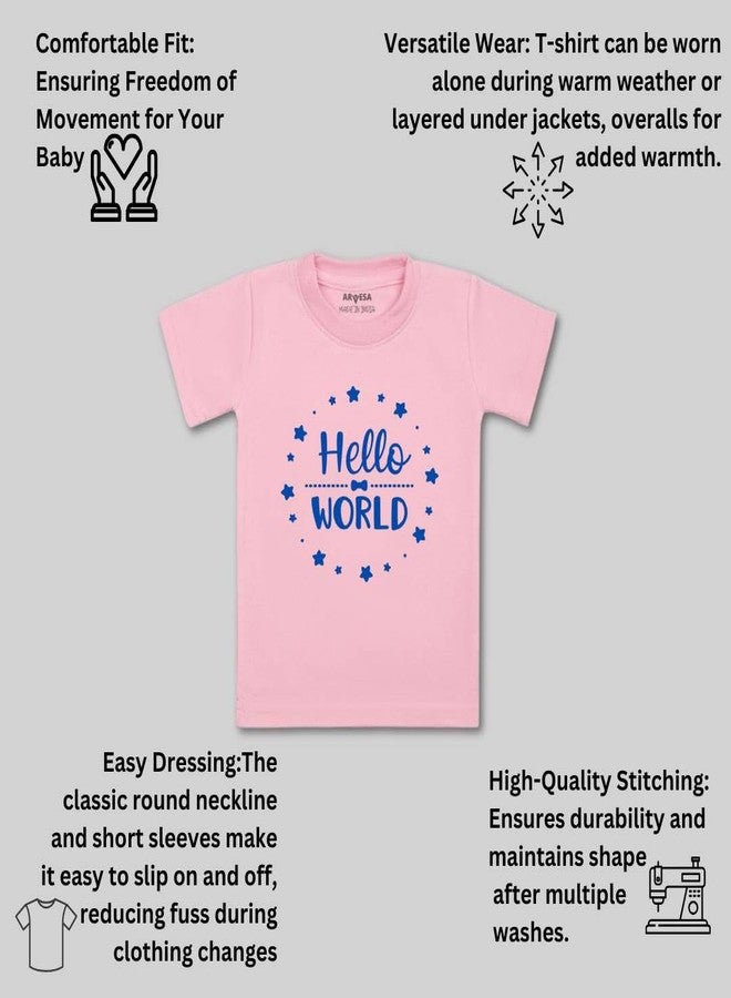 ARVESA 1 Month TS-42 Baby Tshirt for Kids Boys & Girls Half Sleeves Round Neck Clothes Tshirt for Kids Boys 1 Months to 6 Years Dress Pink - Image 3