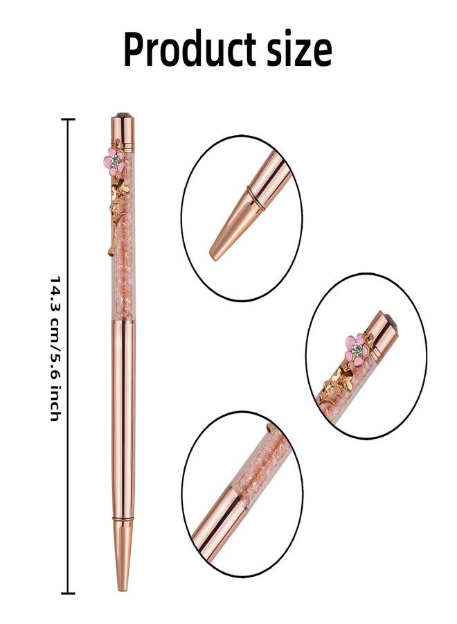 RANBOS Ballpoint Pens Set Crystal Diamond Metal Pen with Flowers for Journaling in Black Ink for Women Girls Galentine's Day Gifts Wedding Birthday School Office (Black+Silver+white) - Image 2