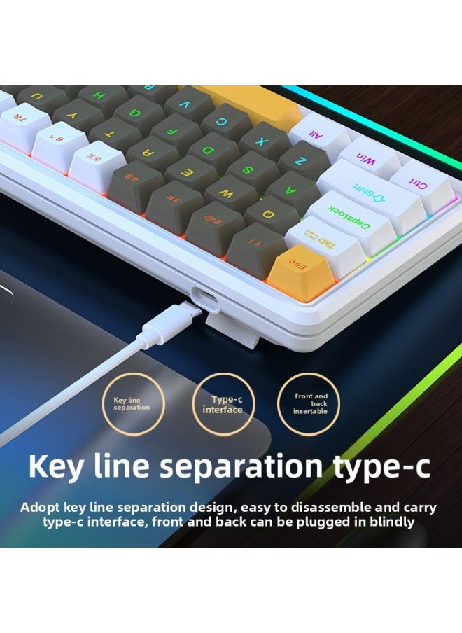 Y-FRUITFUL K78 Color Matching Mechanical Keyboard RGB Customized Wired Keyboard Game Office Computer Keyboard-Color:K78-deep Sea Blue (type-c+RGB Mixed Color)