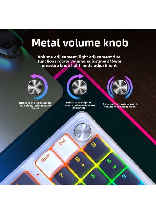 Y-FRUITFUL K78 Color Matching Mechanical Keyboard RGB Customized Wired Keyboard Game Office Computer Keyboard-Color:K78-deep Sea Blue (type-c+RGB Mixed Color)