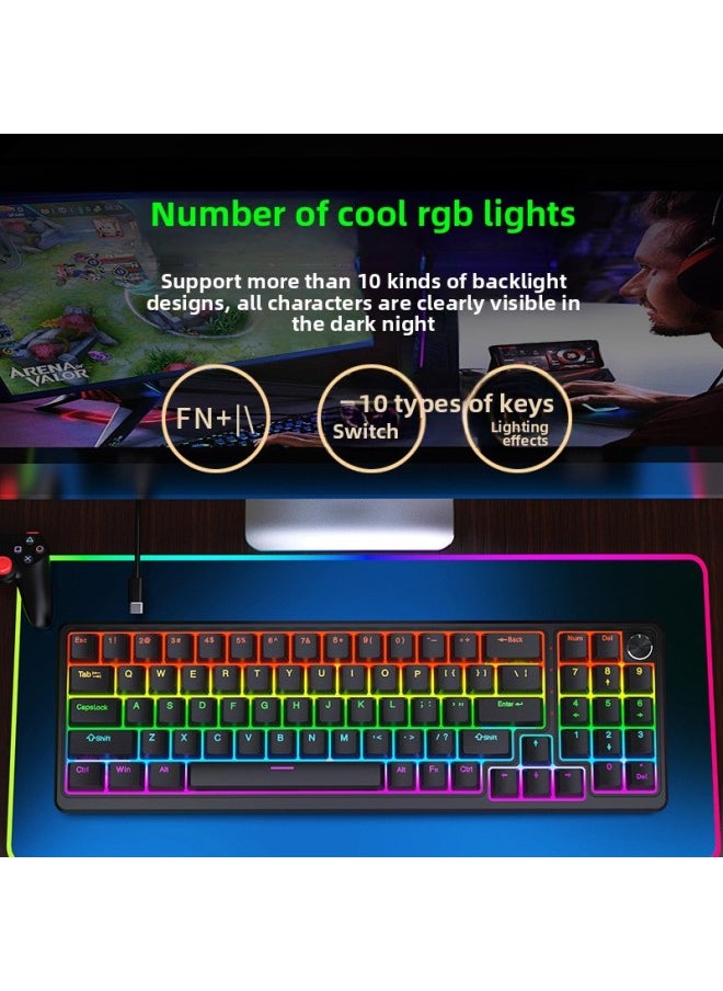Y-FRUITFUL K78 Color Matching Mechanical Keyboard RGB Customized Wired Keyboard Game Office Computer Keyboard-Color:K78-deep Sea Blue (type-c+RGB Mixed Color)