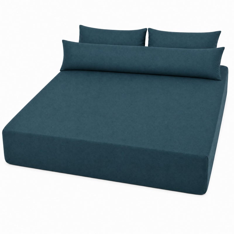 Ultra Soft 4-Piece Bed Sheets Set — Deep Pocket Fitted Sheet -2 Pillowcases & Large Pillowcase - Deep Pocket with 360° Elastic Band, | (Petrol Blue, 160 * 200 * 30 Cm, 4-Piece) - Image 5