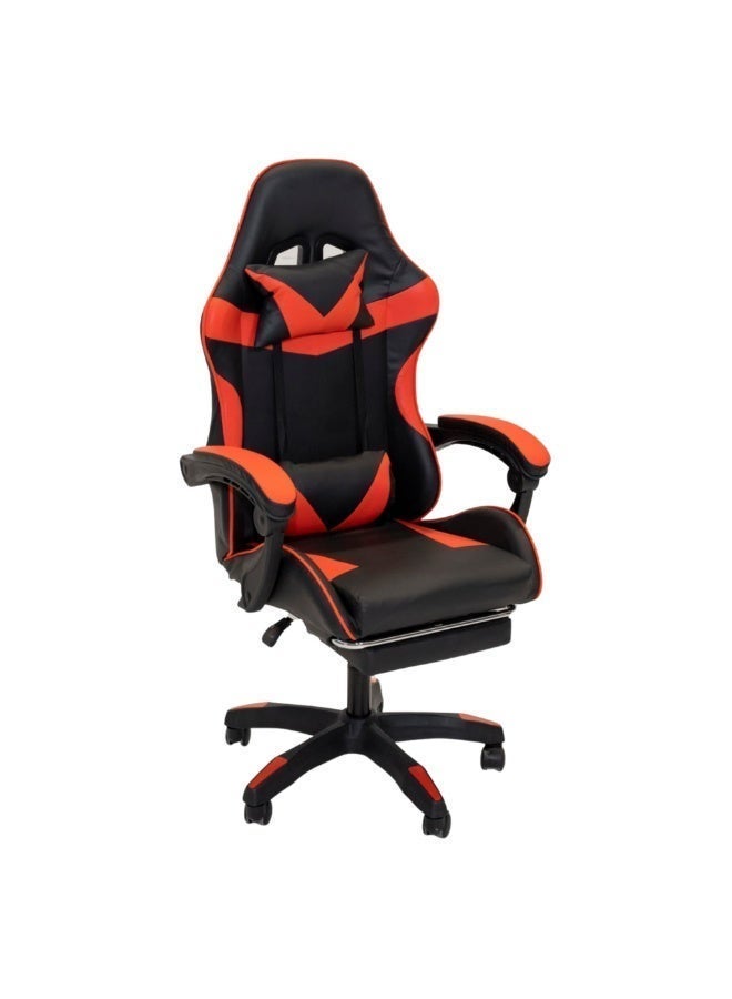 FURALUX Gaming Chair with Footrest, Reclining Backrest, Fixed Armrests, Lumbar & Headrest Support, Height Adjustable Swivel Computer Chair – Black & Red - Image 5