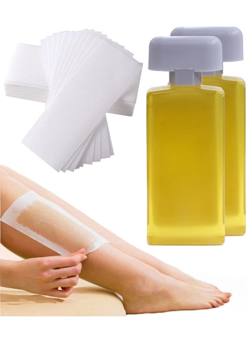 Konsung Beauty 2 Pieces Honey Depilatory Wax Refill With 100 Pieces Hair Removal Wax Strip - Image 1