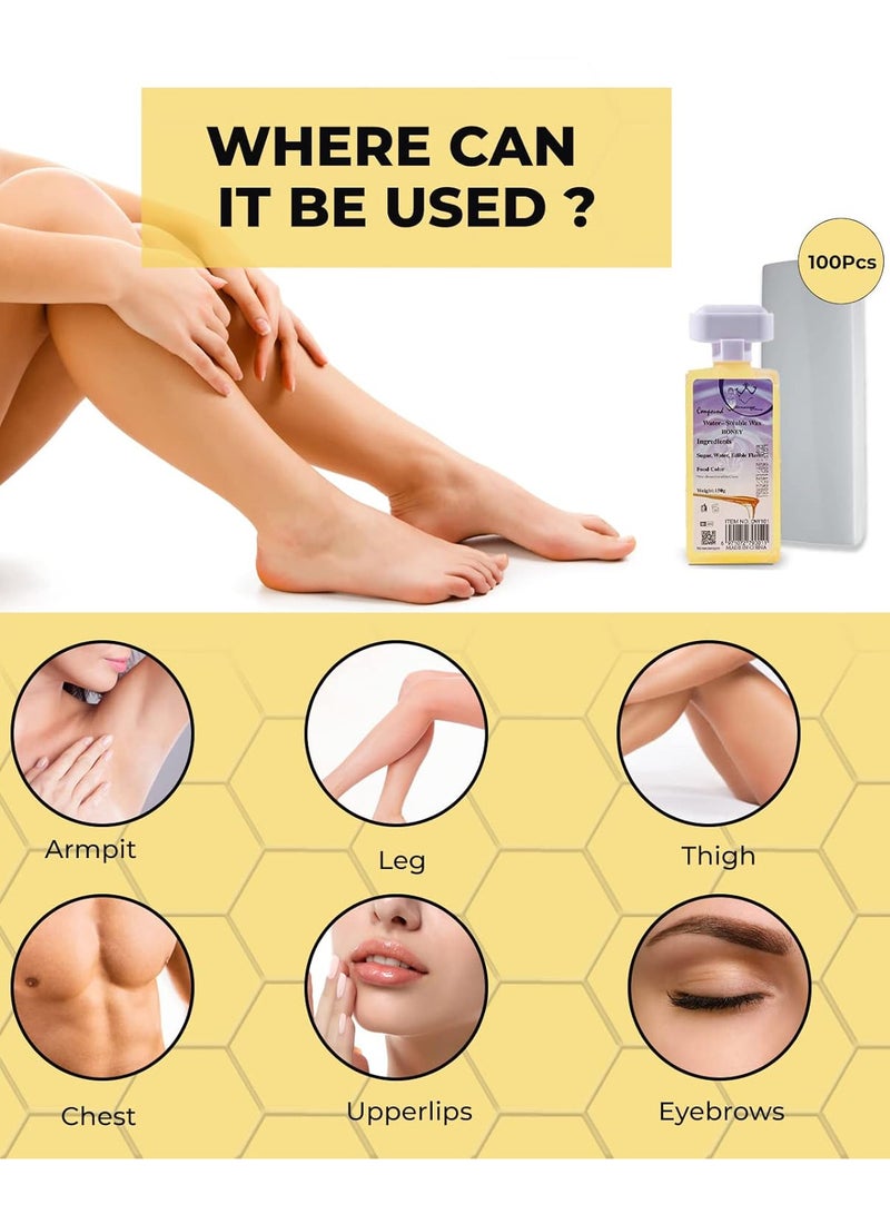 Konsung Beauty 2 Pieces Honey Depilatory Wax Refill With 100 Pieces Hair Removal Wax Strip - Image 3