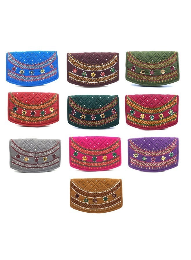 srishopify handicrafts Handmade Diwali Return Gifts For Women For Pooja Bulk Ethnic Purse For Girls Bridal Wallets Gifts Set sankranti gift items for ladies purses Birthday Gift Pack Of 10 - Image 1