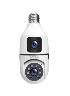 OALE OALE iHome 02+ Dual-Line Audio 360° Security Camera with Bulb Design, 2K Resolution, Night Vision, Motion Detection, White  - Image 1