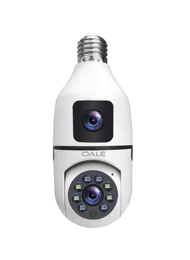 OALE OALE iHome 02+ Dual-Line Audio 360° Security Camera with Bulb Design, 2K Resolution, Night Vision, Motion Detection, White  - Image 1