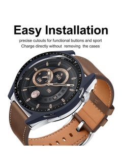 KASTWAVE Case With Tempered Glass Screen Protector Compatible for Huawei Watch GT3 46mm, 9H Hardness 360 ° All-round Protective Cover Ultra-thin Protective PC Case Cover for With Scale(Blue)  - Image 5