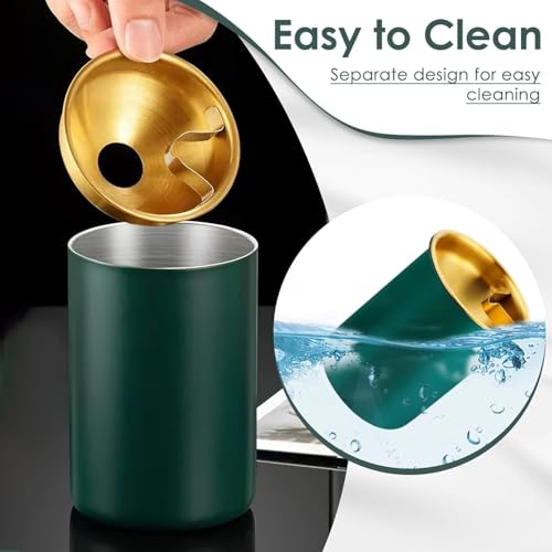 NYRWANA Stainless Steel Windproof Ashtray with Lid | Rustproof, Easy-to-Clean Ash Holder for Smokers | Elegant Indoor Outdoor Ash Tray for Patio, Home, Office, Bar & Garden Use (Green) - Image 3