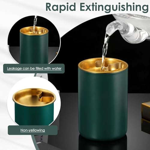 NYRWANA Stainless Steel Windproof Ashtray with Lid | Rustproof, Easy-to-Clean Ash Holder for Smokers | Elegant Indoor Outdoor Ash Tray for Patio, Home, Office, Bar & Garden Use (Green) - Image 4