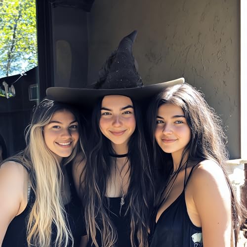 UQJE Women's Large Witch Hat Adult Black Mesh Witches Hat Halloween Costume - Image 5