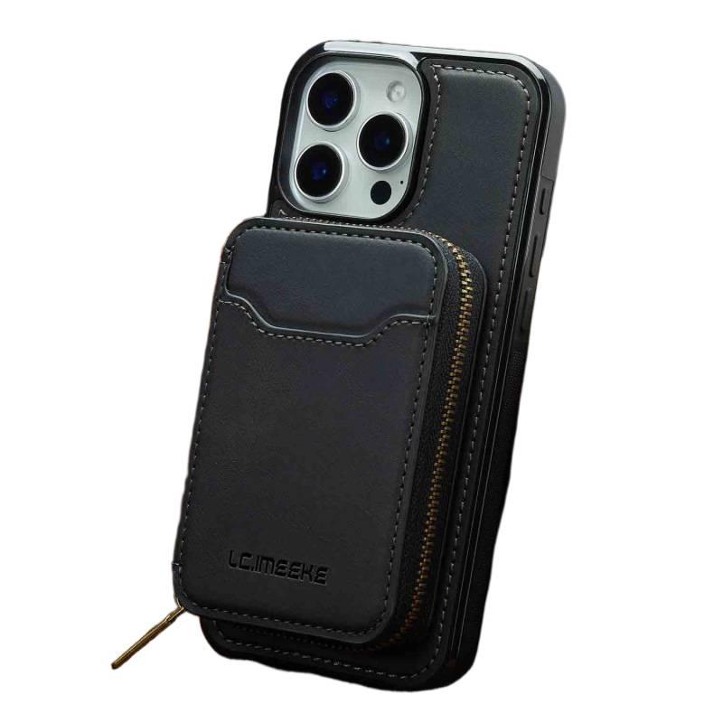 MagSafe Samsung s24 Leather Case Texture for Samsung S25 Ultra Samsung S25 with Zipper Card Holder and Kickstand and Anti Skid in Black - Image 1